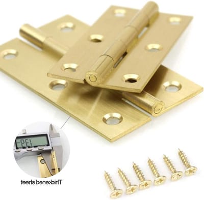 Kleine koperen scharnieren voor deuren - Messing vouwscharnieren voor meubels en kasten met bevestigingsschroeven, 1,5 inch (38x23x1,2 mm) - 4 stuks, duurzaam en veelzijdig