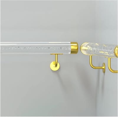 Acryl Trapleuning - Muurbeugel Leuning - Veilig Traplopen - Stevige Gouden Houder - Tot 6 Meter - Transparant