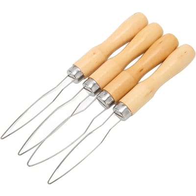 4 stuks Knopenhaak Houten Handvat Roestvrijstalen Draad Semi-flexibel Knopenhulpmiddel voor De