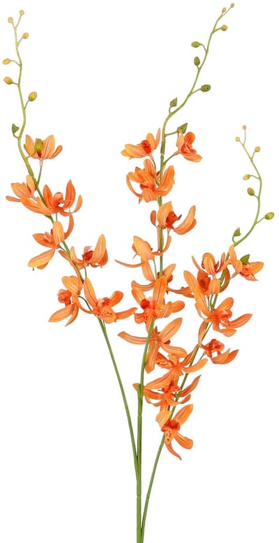 Mica Decorations Kunstbloem Orchidee Floristic - H95 cm - oranje - kunststof - stelen kunstbloemen - boeket - kleine bloemetjes