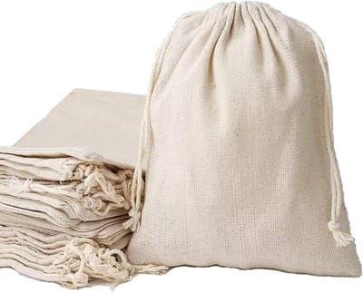 20 stuks Kleine Katoenen Zakjes Met Trekkoord - Cadeauzakjes en Jute Zakjes voor Bruiloft en Party (17x23)