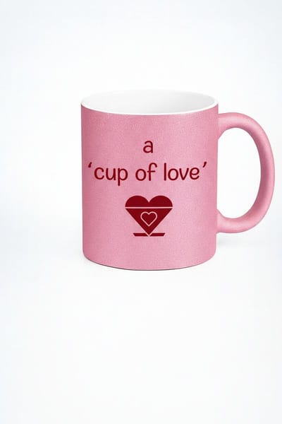 Roze Glitter Mok 'a cup of love' | Liefdesbeker | Valentijn Cadeau