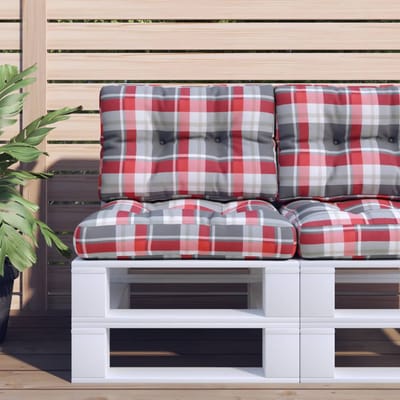 vidaXL - Palletkussens - 2 - st - stof - ruitpatroon - rood