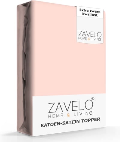 Zavelo Deluxe Katoen-Satijn Topper Hoeslaken Roze - 1-persoons (90x220 cm) - Heerlijk Zacht - Rondom Elastisch - Perfecte Pasvorm