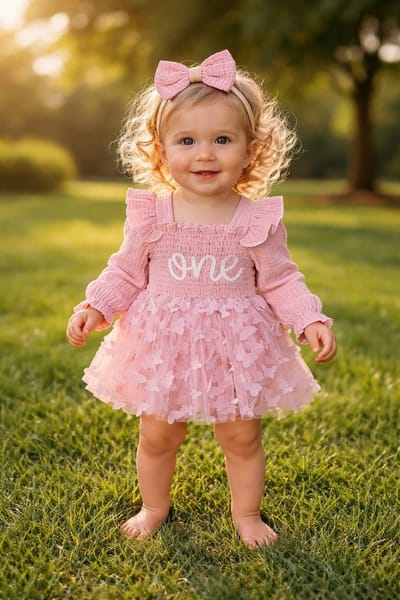 Verjaardag Outfit Baby 1 Jaar - Roze - Birthday Dress - Maat: 80/86 - Eerste Verjaardag - Romper met Rok - Verjaardagsjurk - Jurk voor Eerste Verjaardag - Baby 1 Jaar Jurk - Feestjurk - Kleur: Roze - Hoera 1 Jaar! - Verjaardag Jurk Dochter