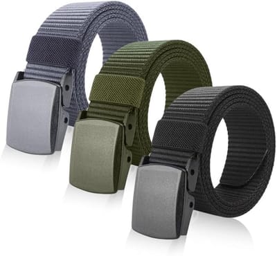 OIMG 3 Stuks tactische herenriem - Tactische Riem - Riem - Broekriem - Verstelbaar - Kunststof Gesp - militaire werkriem - Werkriem - zwart/grijs/groen nylon canvas riem - voor mannen/vrouwen - 120 cm