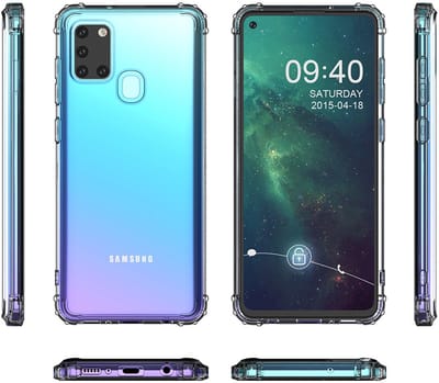 Schokbestendig Back Cover Hoesje - Shockproof Telefoonhoesje - Geschikt voor Samsung Galaxy A21s - Transparant