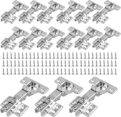 15 Stuks Keukendeurscharnier, Volledig Overlay Roestvrijstalen Softclose Scharnieren voor Kledingkasten en Badkamers, Inclusief Schroeven