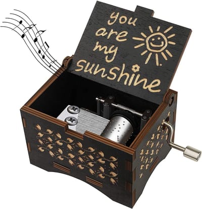 Houten Muziekdoosje - Handmatig draaien - Muziekdoos - Handslinger - Retro - You Are My Sunshine muziek - moederdag cadeautje - cadeau voor kind, echtgenote, echtgenoot en vrienden