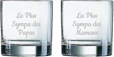Whiskeyglas gegraveerd - 38cl - Le Plus Sympa des Papas & La Plus Sympa des Mamans