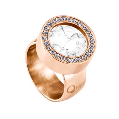 Quiges RVS Schroefsysteem Zirkonia Ring Rosegoudkleurig 16mm met Verwisselbare 12mm Mini Munt - SLSRS49816