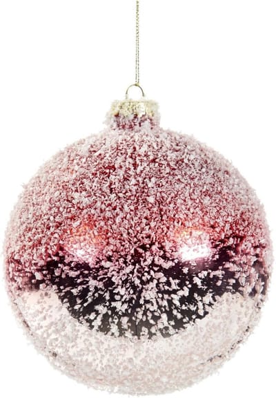 Goodwill Kerstbal Rood aan de boven-Zilver aan de onder-met sneeuw Rood-Zilver D 12 cm    Voordeelverpakking van 2 stuks
