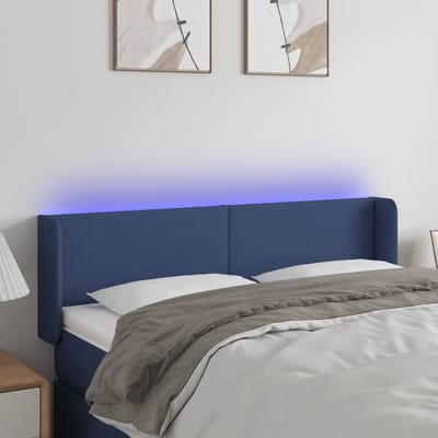 vidaXL - Hoofdbord - LED - 147x16x78/88 - cm - stof - blauw