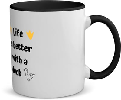 Akyol - life is better with a duck koffiemok - theemok - zwart - Eend - eenden liefhebbers - verjaardag - cadeau - kado - geschenk - 350 ML inhoud