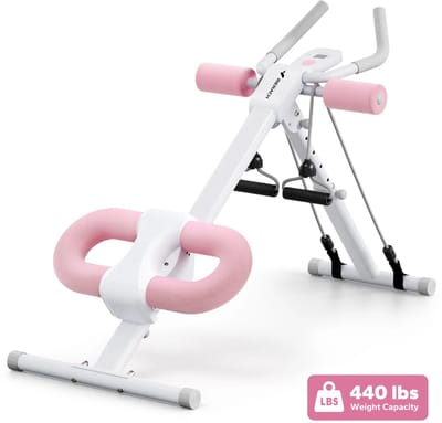 CYRO - Buikspiertrainers - Fitness Apparaten - AB trainer - Buikspieren - Hometrainer Opvouwbaar - met Kniebescherming - Wit Roze