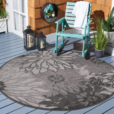 Muratap Binnen en buiten rond vloerkleed floral outdoor laagpolig tapijt 120 cm rond