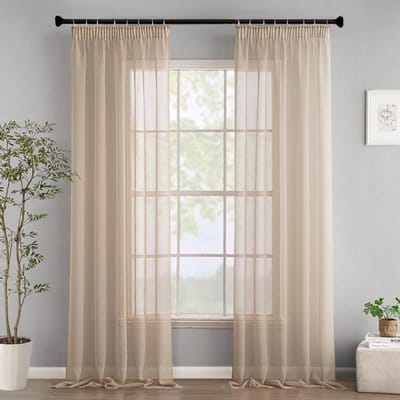 Dailygoods- Raamgordijnen set van 2 - Transparant - Vitrage met plooiband - 140x225cm - Moderne decoratie - Hoogwaardig polyester - Gordijnen