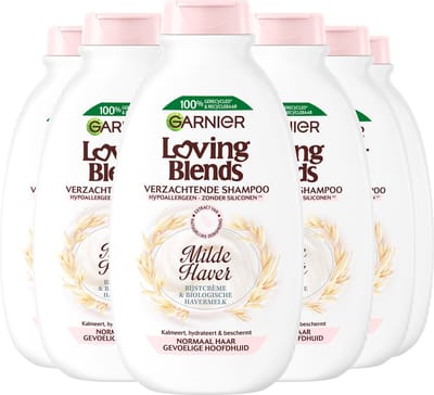 Garnier Loving Blends Milde Haver Verzachtende Shampoo Voordeelverpakking - Normaal Haar, Gevoelige Hoofdhuid - 6 x 300ml