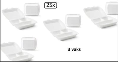 25x Menubox 3 vaks - take away maaltijd bezorging eten food bak vakken maaltijdbox menu afhaal
