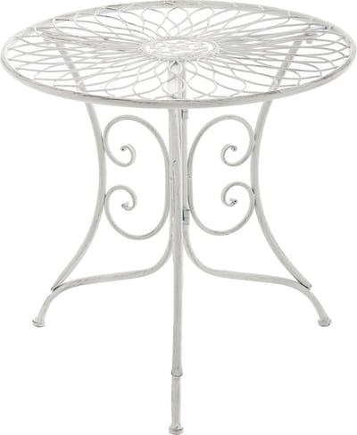 CLP Ariano Bijzettafel - buiten - Rond - balkontafel - Art Nouveau stijl - weerbestendig - tafeltje - Diameter 55 cm - metaal antiek/wit
