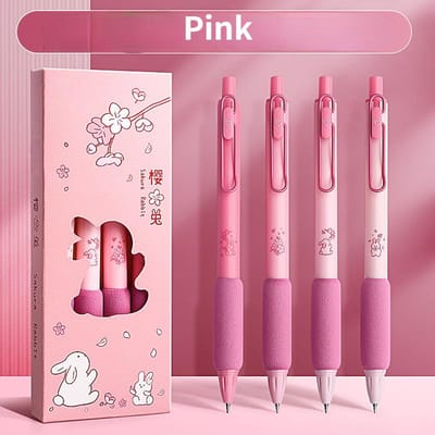 4 stks/pak 0,5 mm gelpen voor studenten schrijfpen zwarte inkt briefpapier pen kantoor schoolbenodigdheden roze