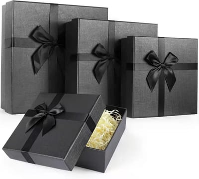 Elegante zwarte geschenkdozen set van 4 - Luxe verpakking voor verjaardagen, jubilea en feestdagen