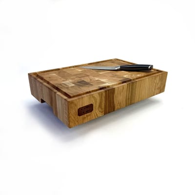 Blocks & Boards Butcher Block VD8 - Kopshouten Hakblok - Handgemaakt in Nederland van 100% massief Eiken - Afm. 42x28x8cm Met Sapgoot