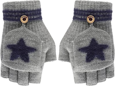 Warm Gebreide Vingervrije Handschoenen voor Kinderen van 3-9 Jaar, Met Knopenflap, Winteraccessoire voor Jongens en Meisjes
