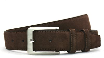 Bruine suede riem YFA - suede pantalon riem bruin - 3,5 cm brede suede riem - riem bruin - Pantalon & Jeans Broekriem - Riemmaat 85cm - Totale lengte 100cm