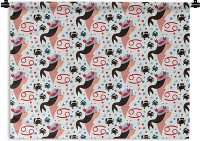 Wandkleed - Wanddoek - Zodiac - Kreeft - Patroon - 120x90 cm - Wandtapijt