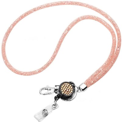 Badgehouder Intrekbaar Lanyard Id Lanyard Naamplaatje Kaart Badgehouder Haspels Ketting Clips Hangkoord Sleutelhanger Ketting roze