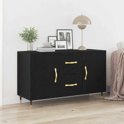 vidaXL - Dressoir - Zwart - Eiken - 100 - x - 36 - x - 60 - cm - Bewerkt - hout