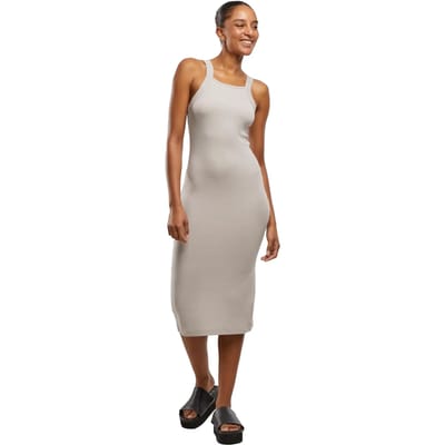 Urban Classics - Midi Rib Jersey Bodycon jurk - XS - Grijs