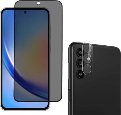 Privacy Screenprotector 2x en Camera lens protector 2x - Glasplaatje - Tempered glass Screen protector Geschikt voor: Samsung Galaxy A35 - Beschermglas