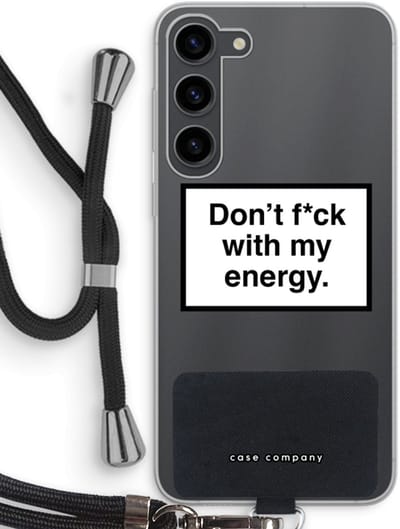 Case Company® - Hoesje met koord geschikt voor Samsung Galaxy S23 Plus hoesje met Koord - My energy - Telefoonhoesje met Zwart Koord - Bescherming aan alle Kanten en Over de Schermrand