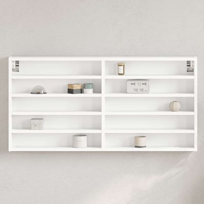 vidaXL - Vitrinekast - 100x8,5x50 - cm - bewerkt - hout - wit
