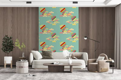 Behang - Fotobehang Luchtballon - Patronen - Baby - Breedte 200 cm x hoogte 300 cm