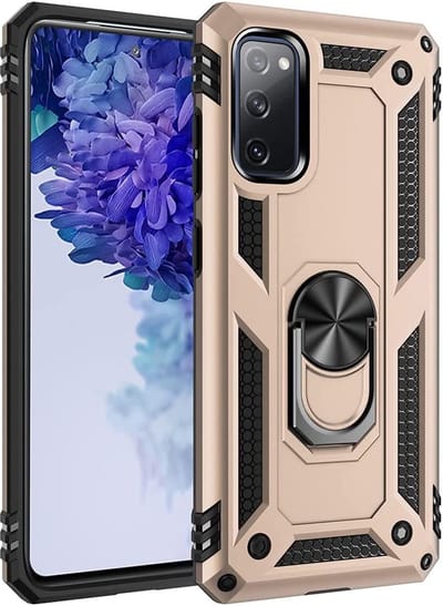 Ring Armor hoesje Geschikt voor Samsung Galaxy S20 - Goud - Draaibare standaard - Magneet - ZT Accessoires