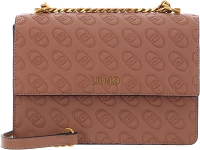 Schoudertas Dames - Crossbody Tas - Dagelijks Gebruik - Gestanst Logo Patroon - 23x16x8 cm - Lichtbruin
