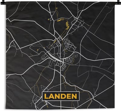 Wandkleed - Wanddoek - Kaart - Plattegrond - Landen - Goud - Stadskaart - 180x180 cm - Wandtapijt