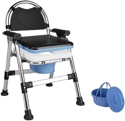 Opvouwbare Commode Stoel - Nachtkastje Toilet - Zelfstandig Toiletgebruik - 3-in-1 Ontwerp - Tot 150 kg - Grijs