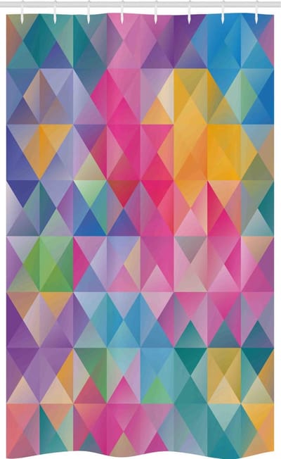 ABAKUHAUS geometrisch douchegordijn – 120×180 cm – veelkleurige stof, waterafstotend, 12 haken inclusief