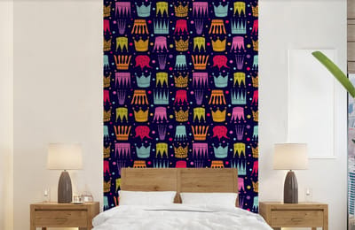Behang - Fotobehang Patronen - Kroon - Kleuren - Jongens - Kinderen - Kids - Breedte 150 cm x hoogte 240 cm