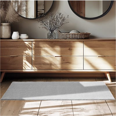 tectake® Kortpolig Vloerkleed - 80 x 150 cm - Grijs - 1630 g/m² Poolgewicht - Tapijt voor Woonkamer, Slaapkamer, Eetkamer - Onderhoudsvriendelijk en Wasbaar - Antislip Ondertapijt - Allergievriendelijk - Diverse maten en kleuren