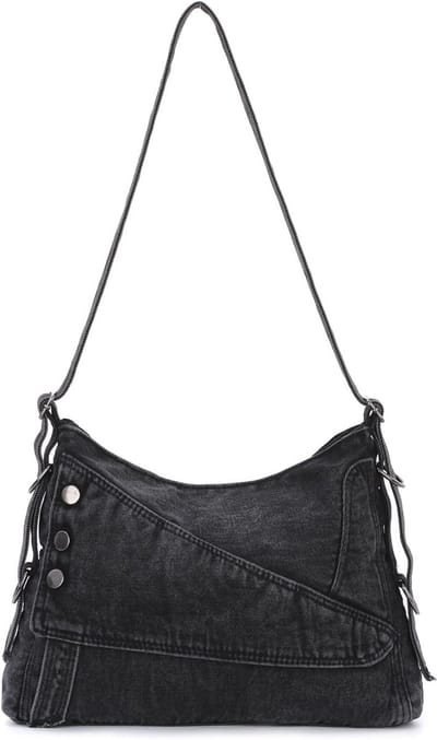Vintage Denim Crossbody Tas voor Dames - Ruime Jean Tote Hobo Schoudertas voor Werk en Reizen