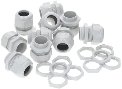 10 stuks Kalitec PG9 kabelwartel, kunststof, klembereik 1,5-6,0 mm | PG9 borgmoer, kunststof, lichtgrijs | waterdichte kabeldoorvoer