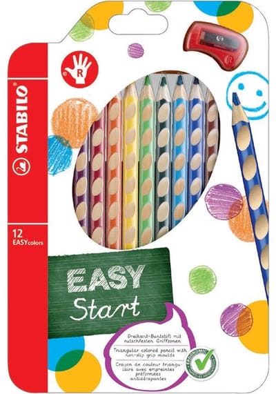 Kleurpotloden STABILO 331 Easycolors rechtshandig inclusief puntenslijper assorti etui à 12 stuks