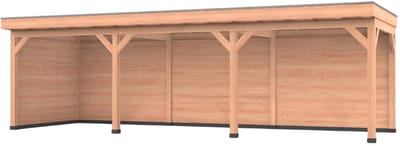 Douglas overkapping, 900 x 300, met achterwand en zijwand, Westwood Comfort Premium