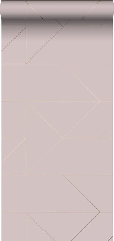 Origin Wallcoverings behang grafische lijnen oudroze en goud - 347721 - 0,53 x 10,05 m