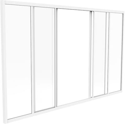 Vente-unique Glazen schuifbinnenraam van wit gepoederlakt aluminium - 180 x 105 cm (B x H) - RAVENA